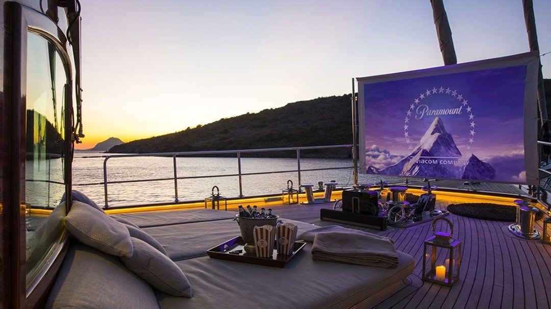 yacht cinema movie on screen