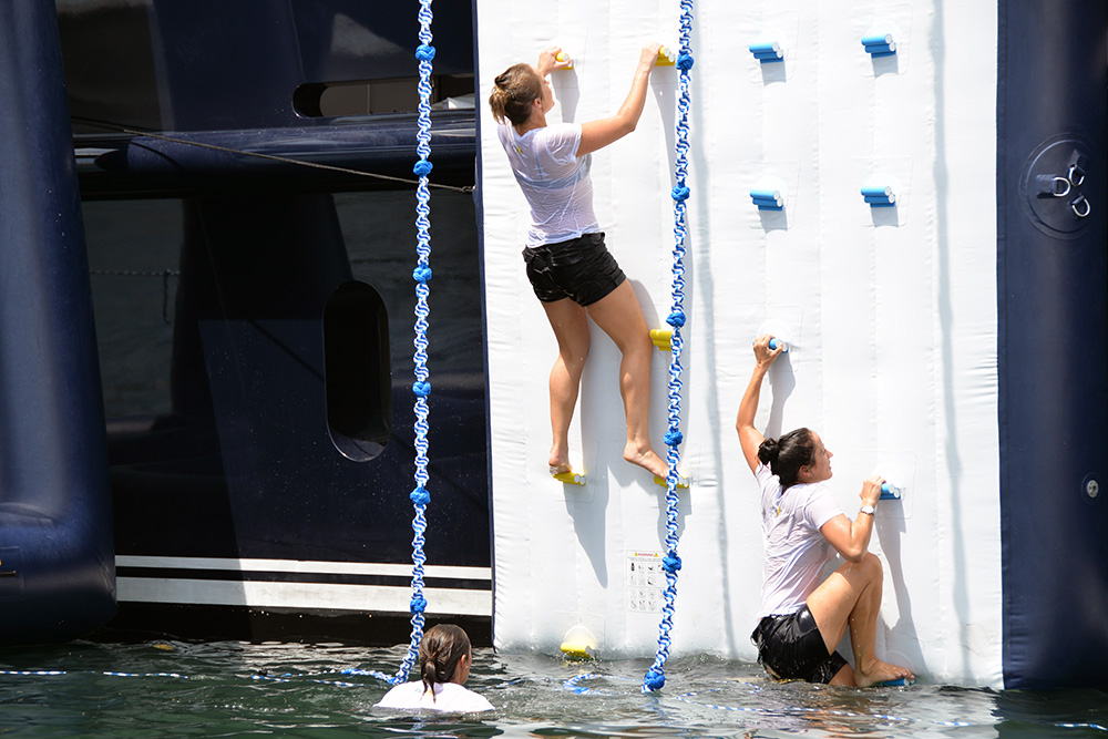 yacht gym climbing wall on a yacht