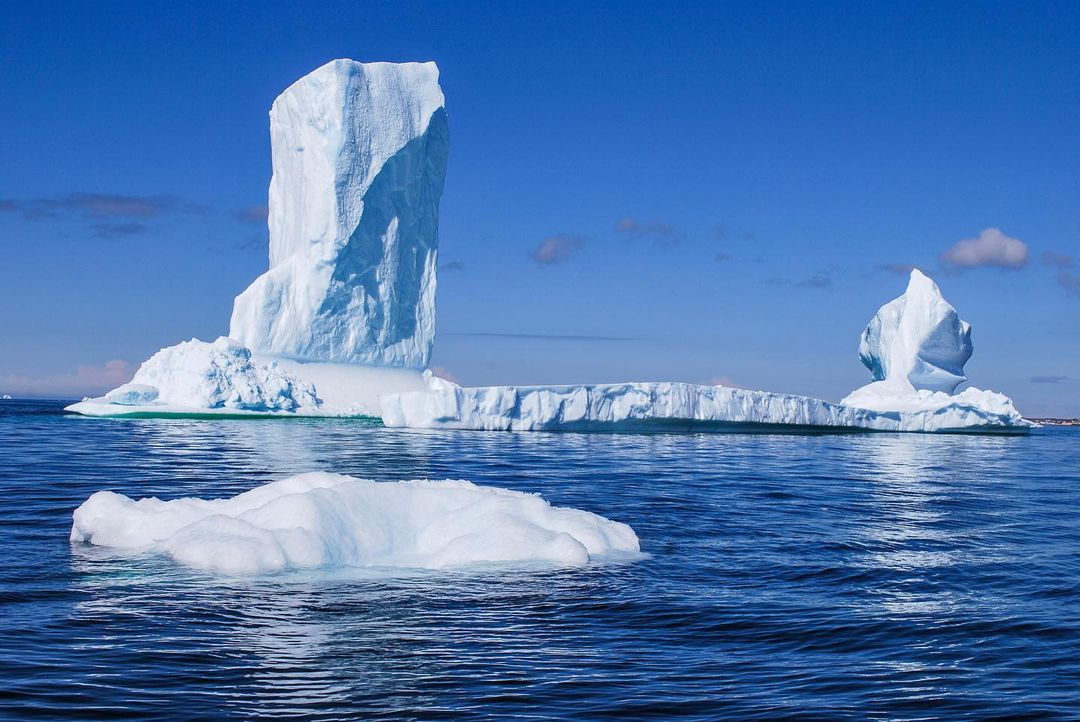 Icebergs in blue waters