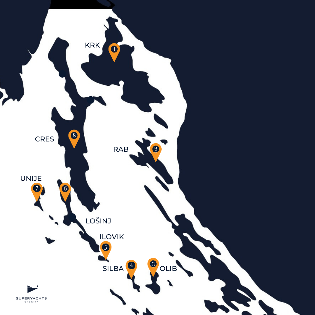 Yacht Charter in Krk SupeYachtes Croatia map