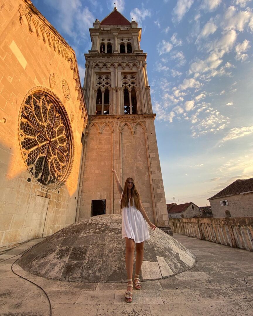 Yacht Charter in Trogir lady posing in trogir old town