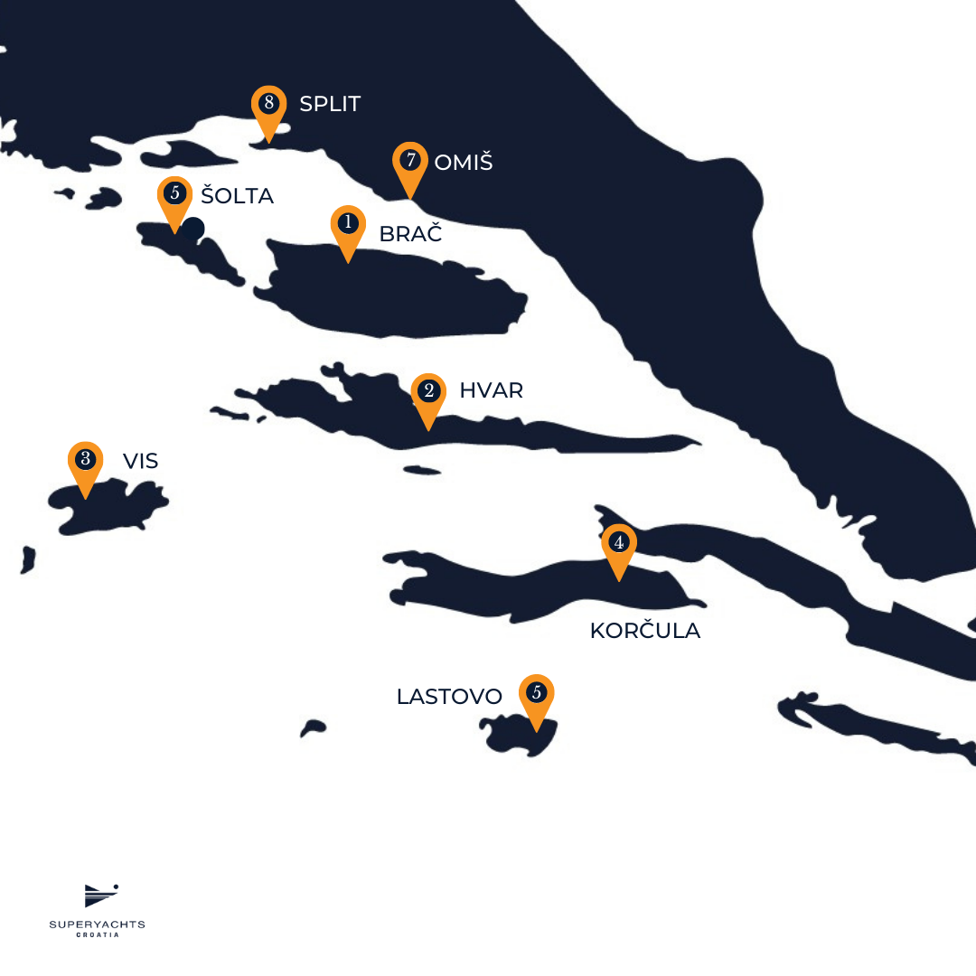 yacht charter in brač itinerary