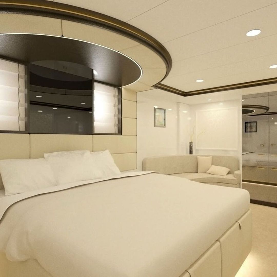 Aurum Sky white interior, master stateroom