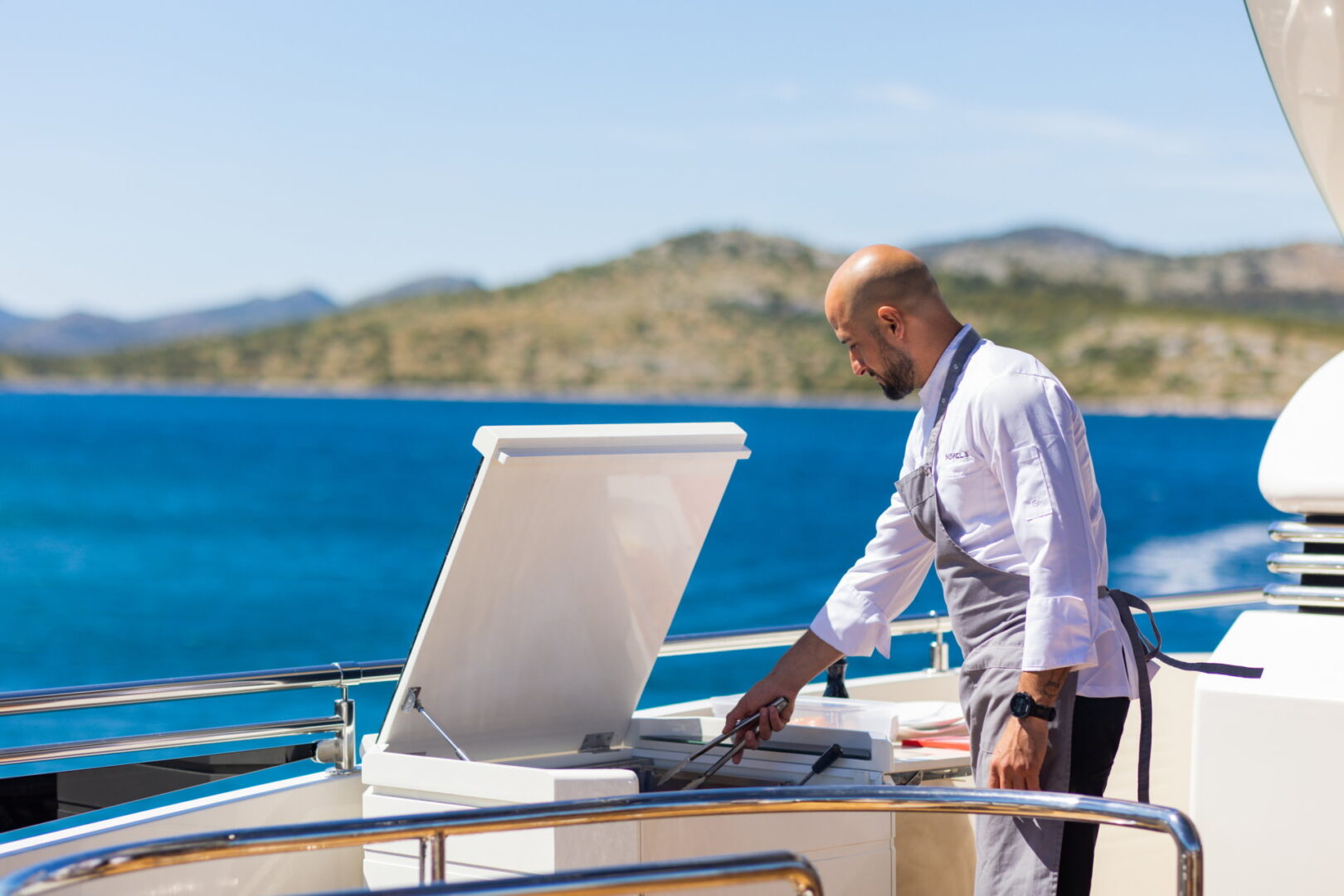 BBQ on a yacht in the middle of the Croatian Adriatic sea