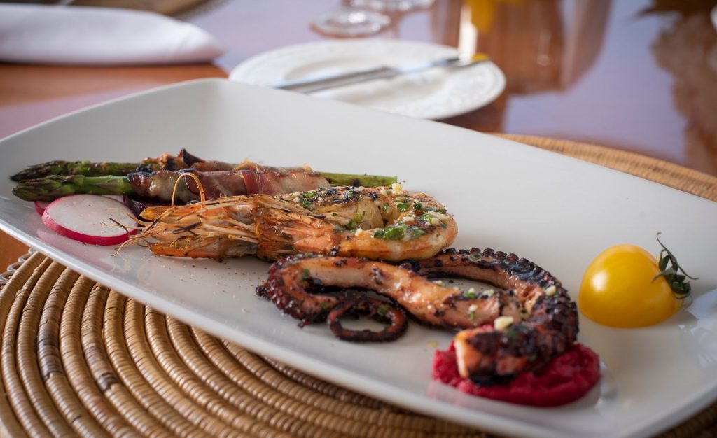 sea food on a white plate