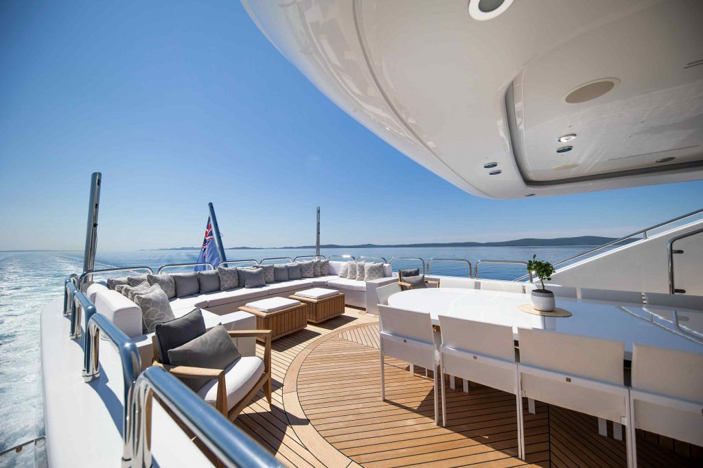 Alalya Yacht Charter bridge deck aft & dining area