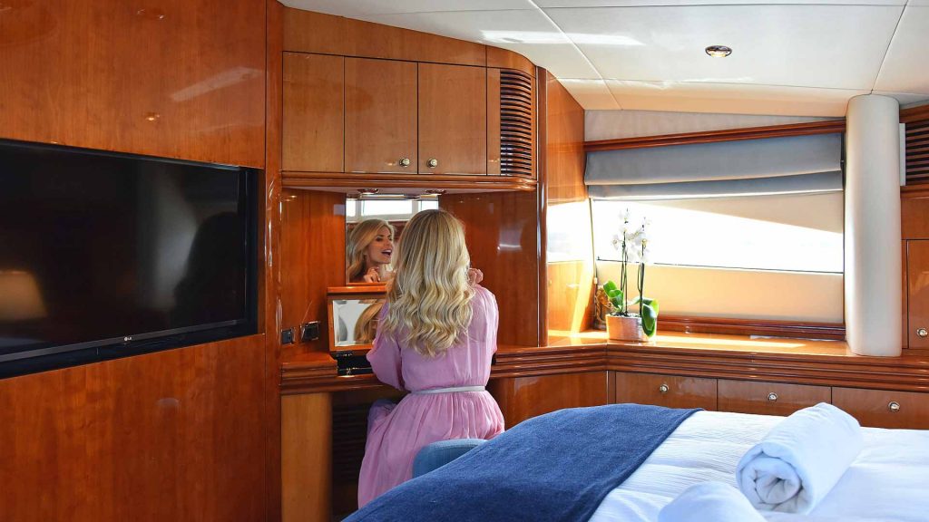 Baby I Yacht Charter make up in the vip stateroom