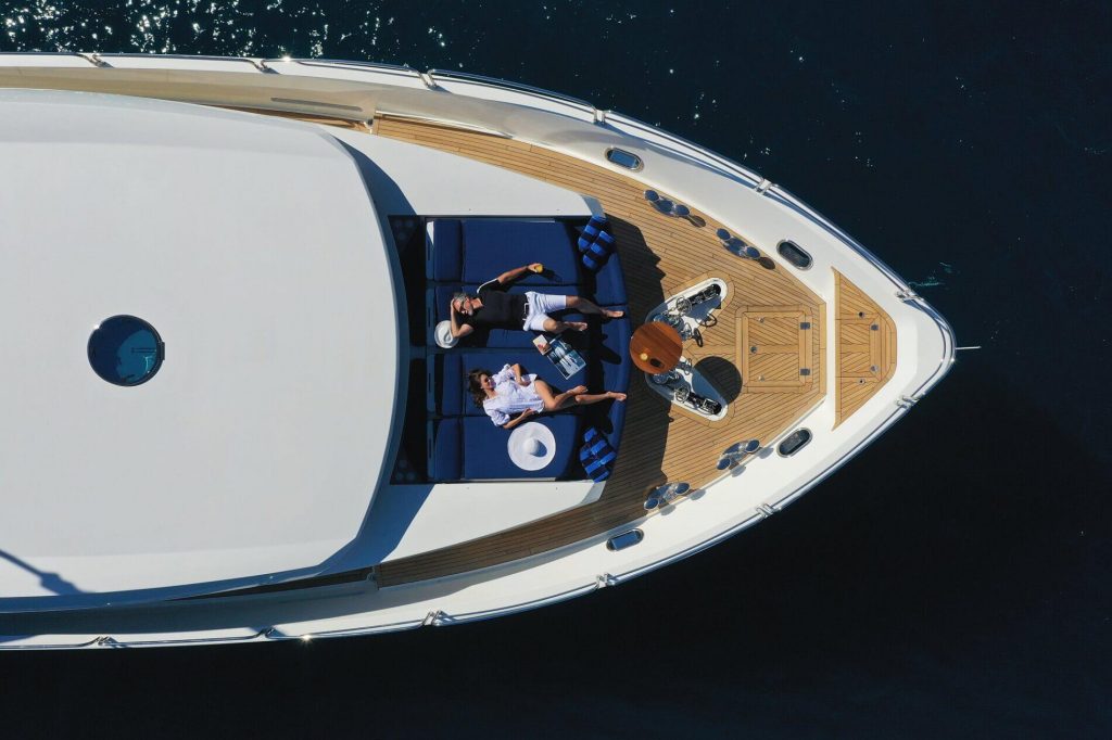 cassiopeia yacht charter relaxing on the front deck