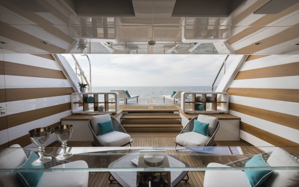 sanctuary yacht charter beach club looking aft