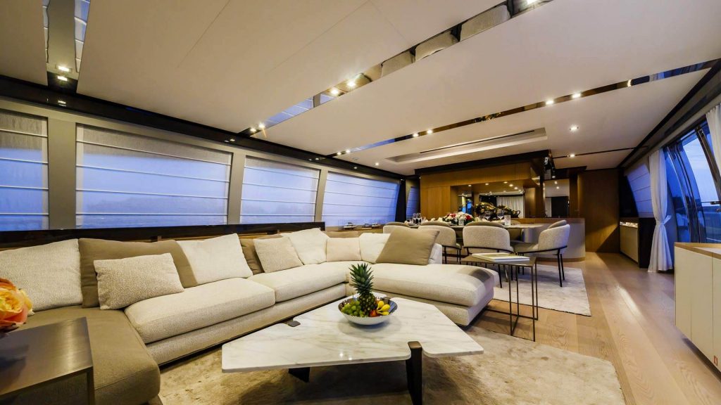 isotta yacht charter main saloon area