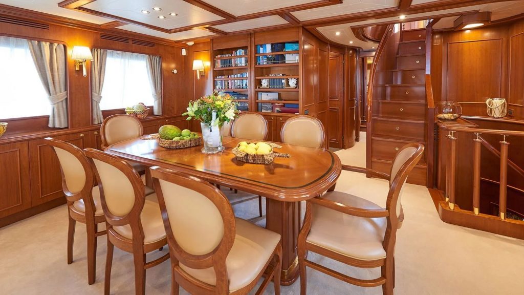 imagine yacht charter dining table