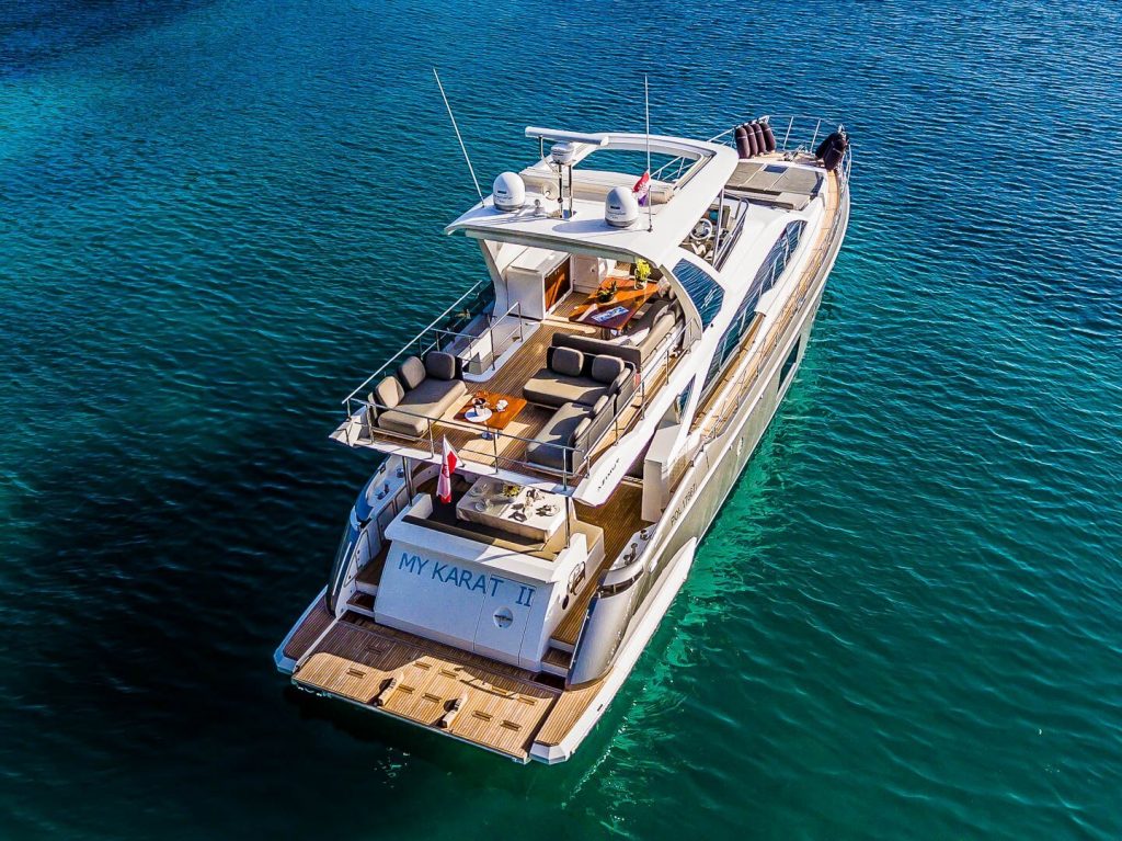 karat II yacht charter view from a stern