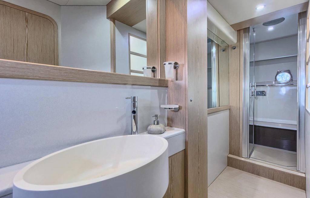 kimon yacht charter bathroom view