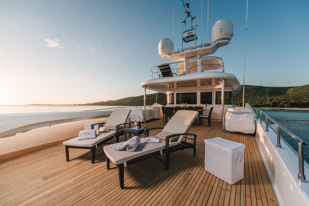 klobuk yacht charter sun loungers on the upper deck