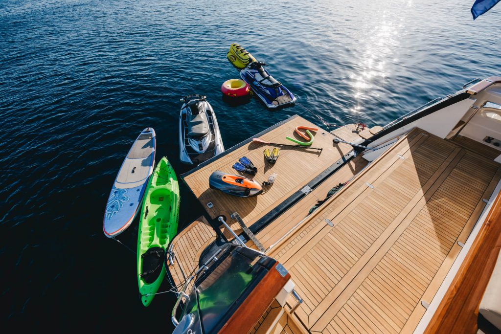 klobuk yacht charter water toys on the swimming platform