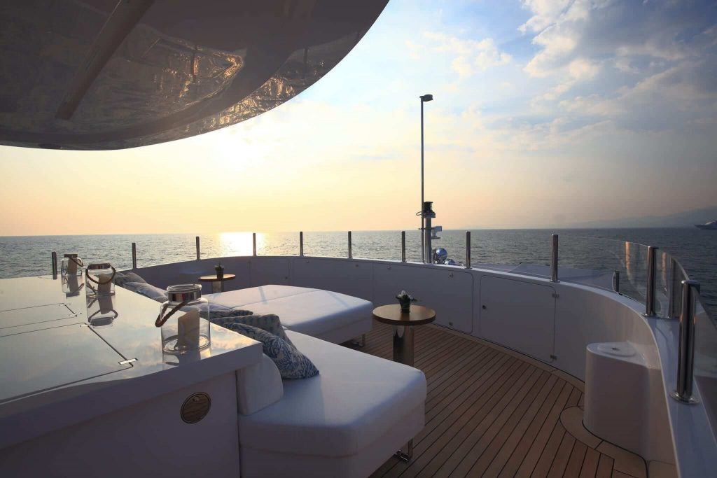 lady mrd yacht charter flybridge lounge area