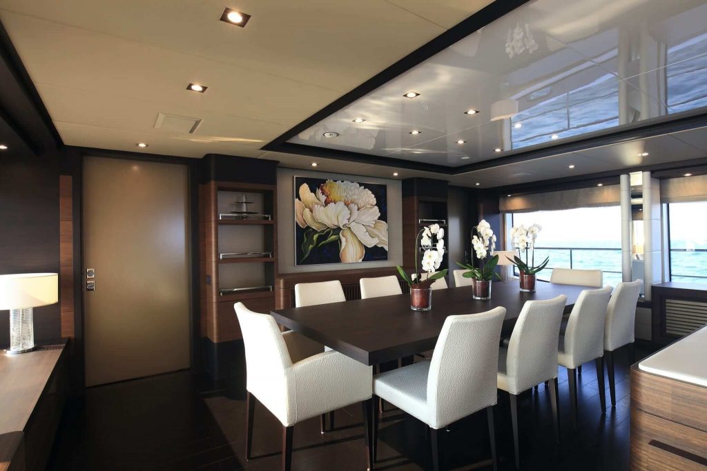 lady mrd yacht charter main dining area