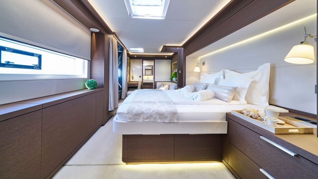 adriatic dragon catamaran yacht main suite side view