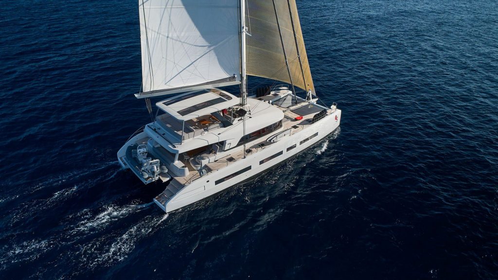 adriatic dragon catamaran yacht cruising in the sea