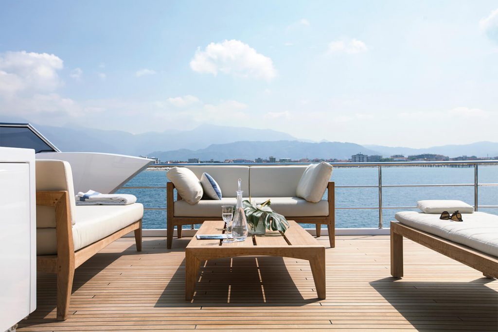 heed yacht charter flybridge sofa