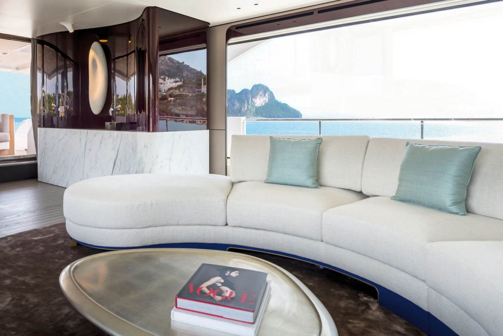 heed yacht charter sofa at the main salon