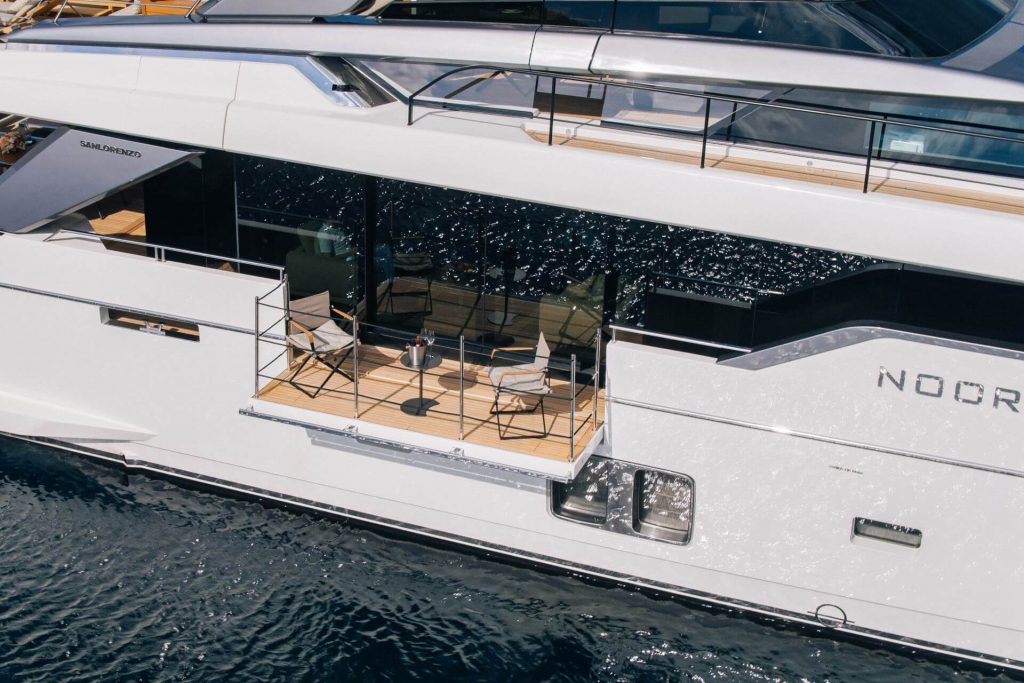 noor II yacht charter balcony