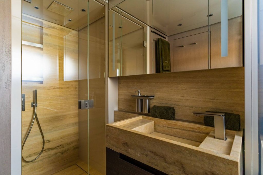 noor II yacht charter guest bathroom view