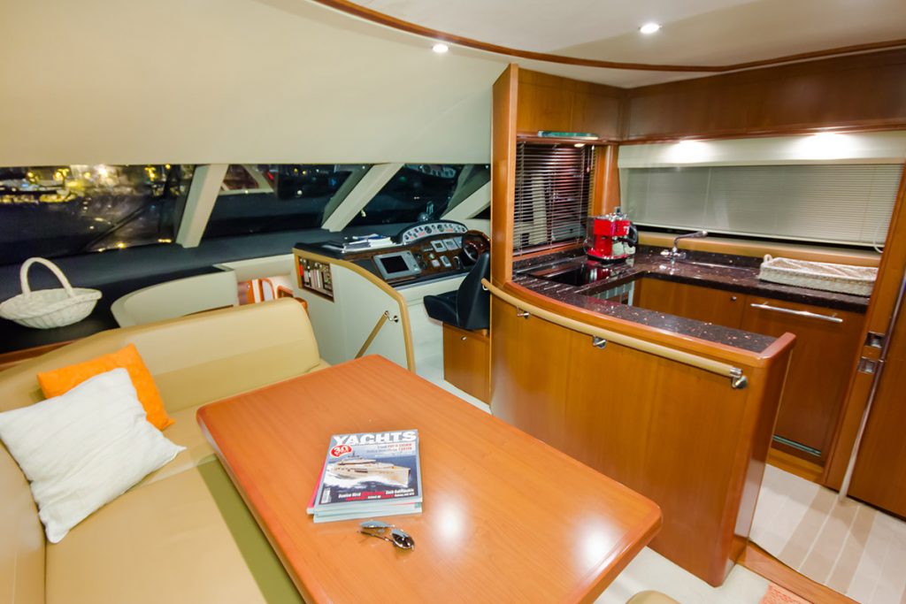 pamango yacht charter saloon table