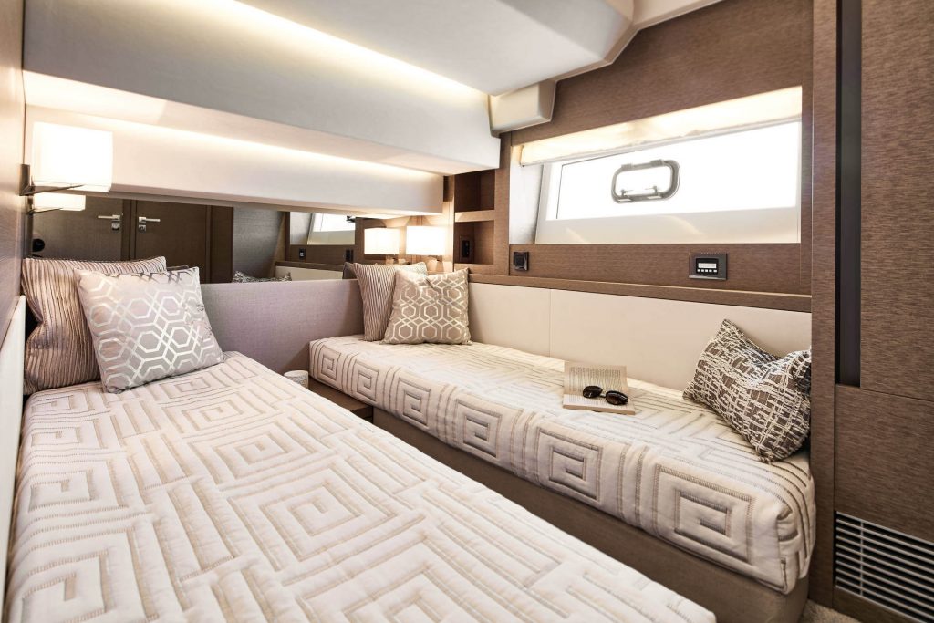 prestige 630 yacht charter twin cabin view