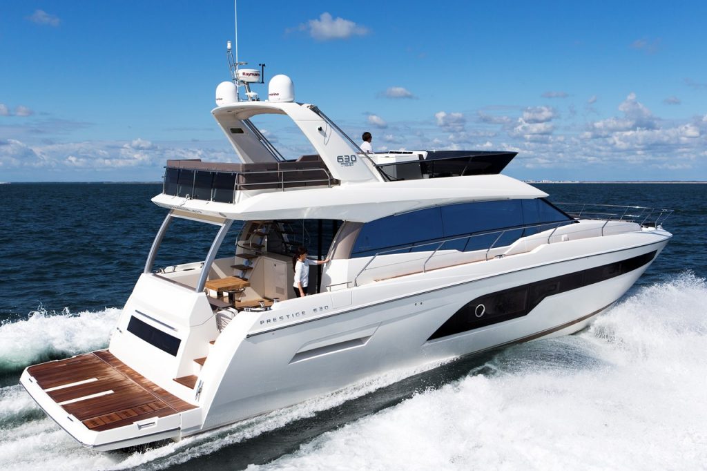 prestige 630 yacht charter rear view