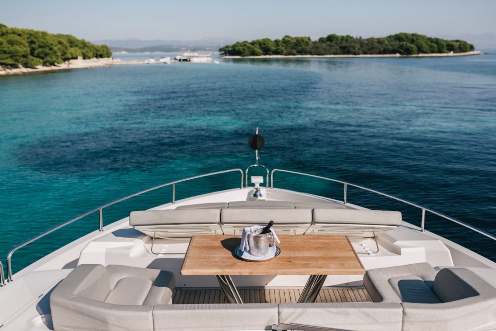 mowana yacht charter bow lounging area