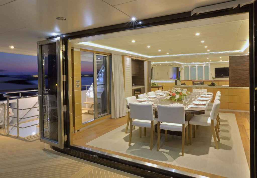 quaranta yacht charter entrance to the main dining area