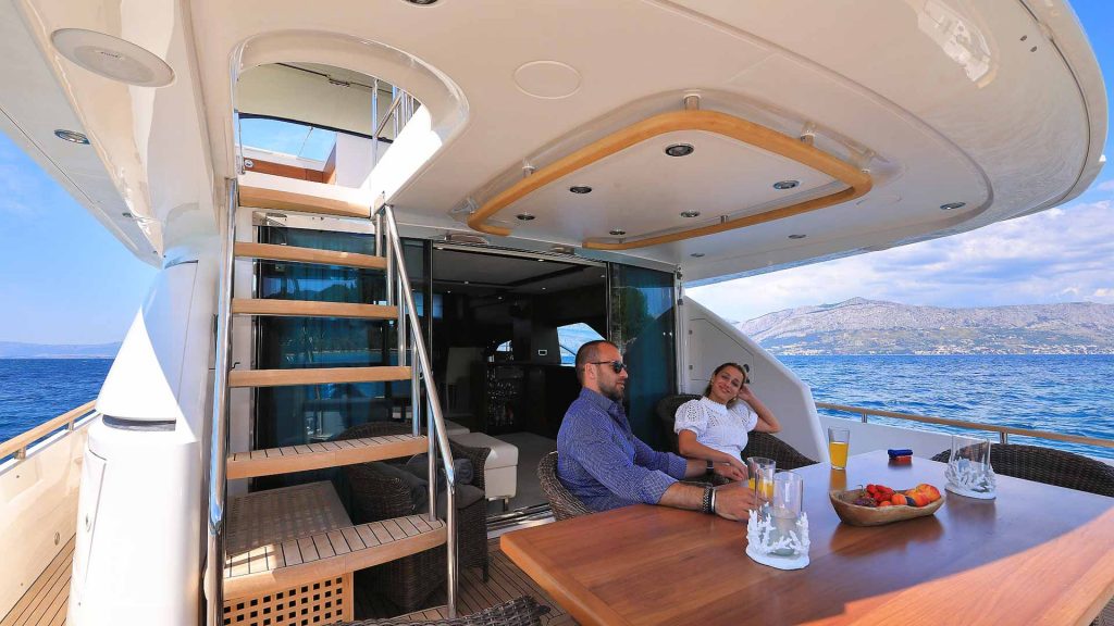 Schatzi Yacht Charter guests on the aft deck