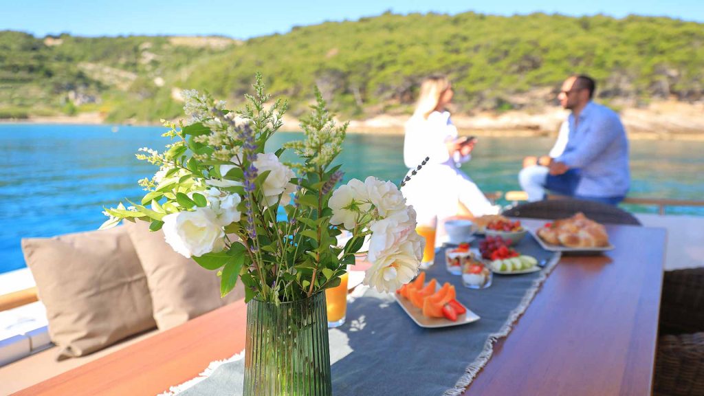 Schatzi Yacht Charter relaxing on aft deck