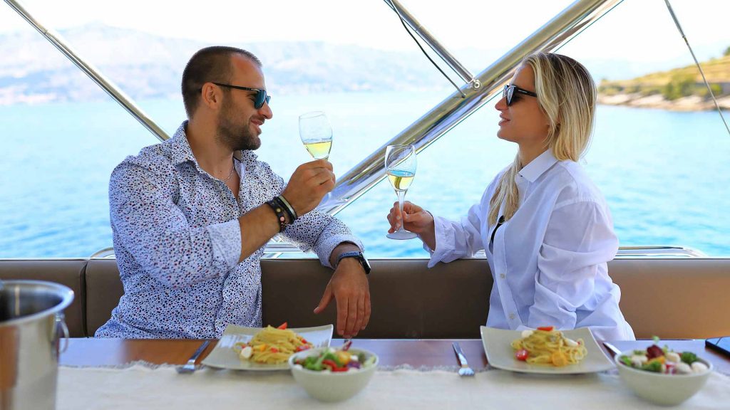 Schatzi Yacht Charter toast on the aft deck