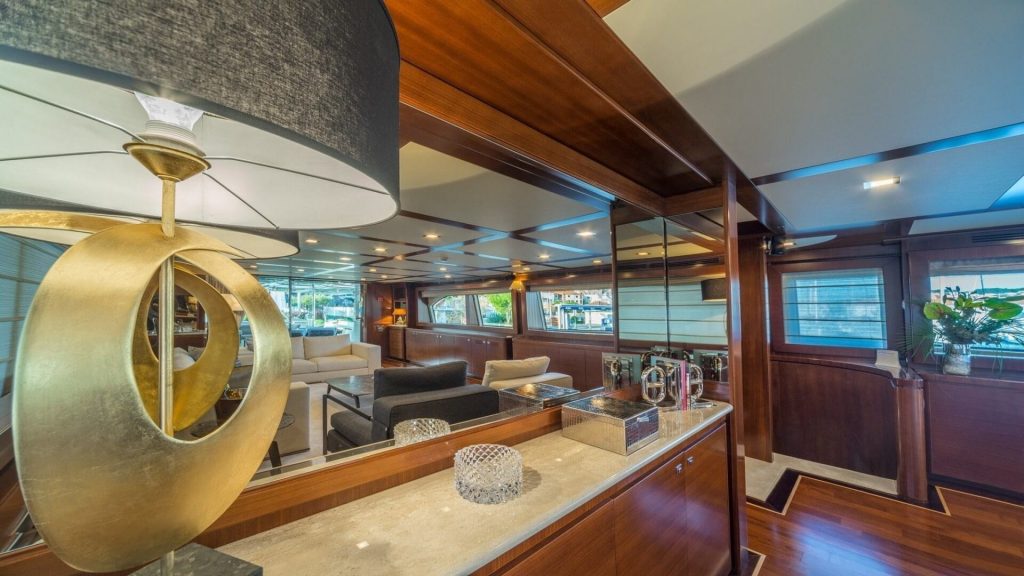 seventh sense yacht charter lamp in the main saloon