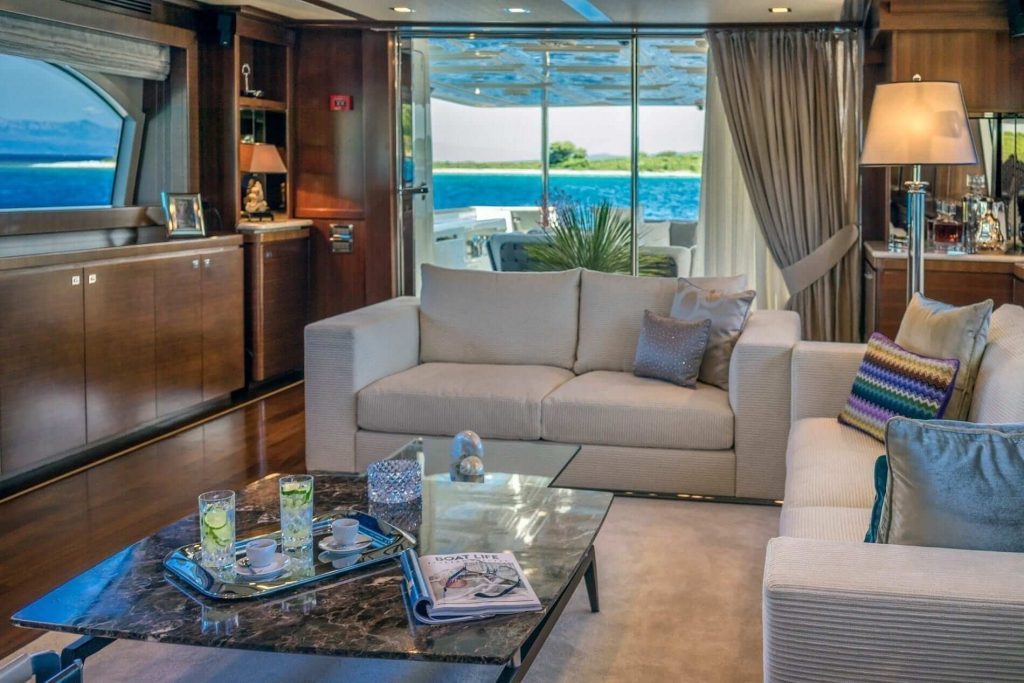 seventh sense yacht charter main saloon