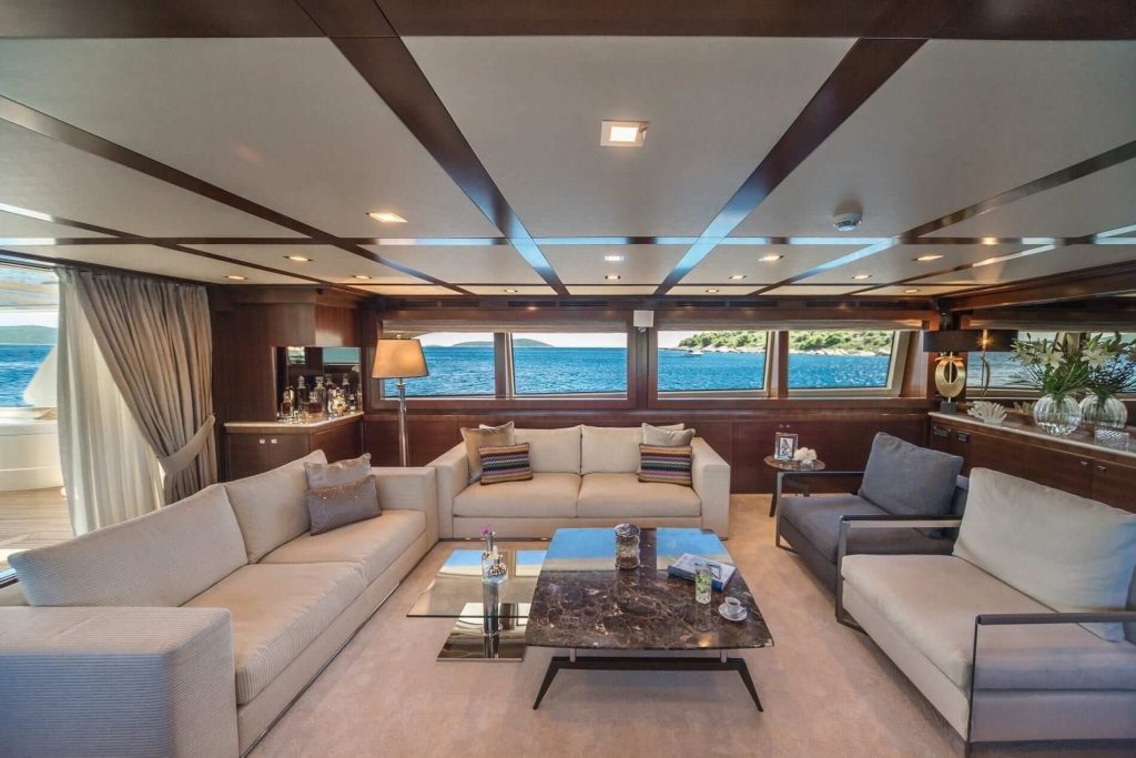 seventh sense yacht charter main saloon