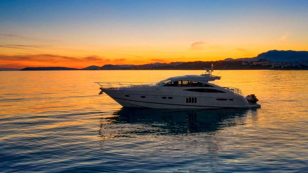 Spice of Life Yacht Charter at anchor sunset