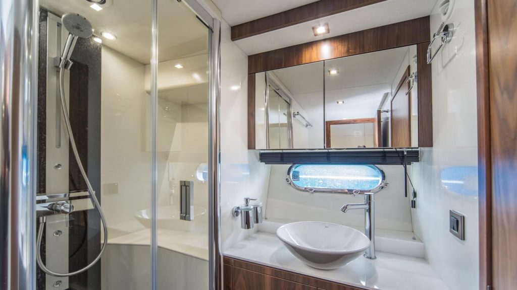 a cloudy bay yacht charter bathroom