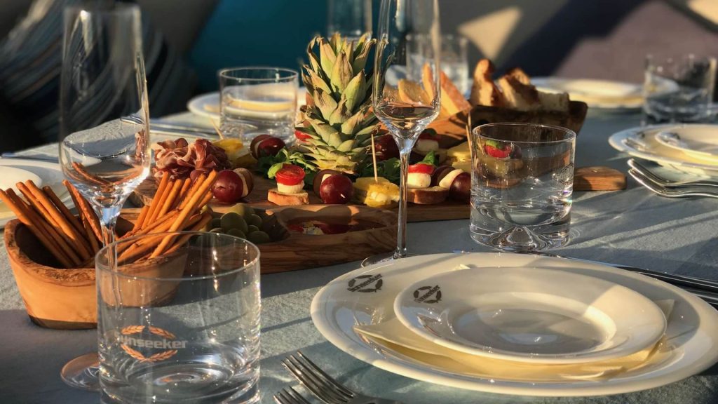 table set on a superyacht