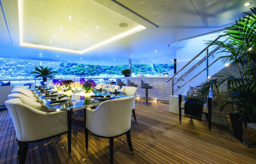 11.11 yacht charter dining area view