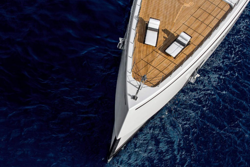 11.11 yacht charter bow view from the air