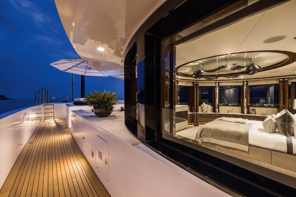 11.11 superyacht master suite view from outside