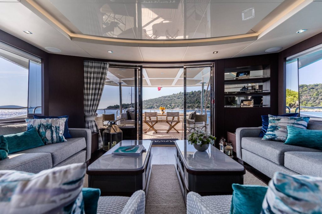 mowana yacht charter main saloon view