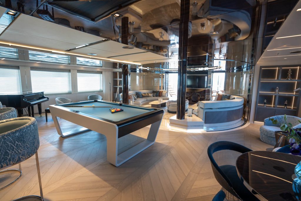 tatiana yacht charter upper deck skylounge area