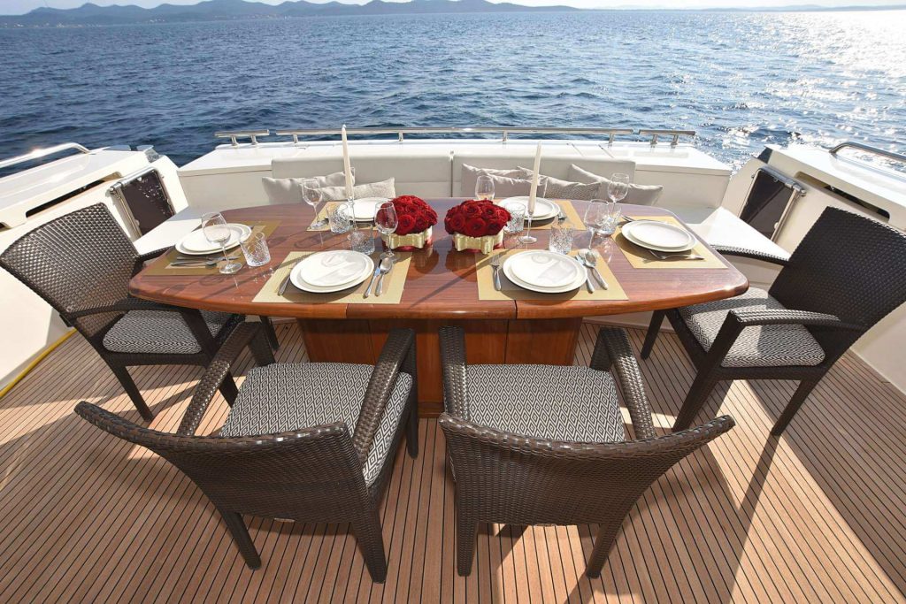 tesoro yacht charter aft deck dining area