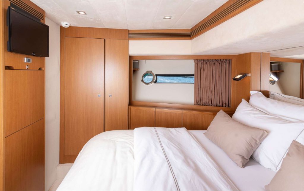 tesoro yacht charter vip stateroom tv