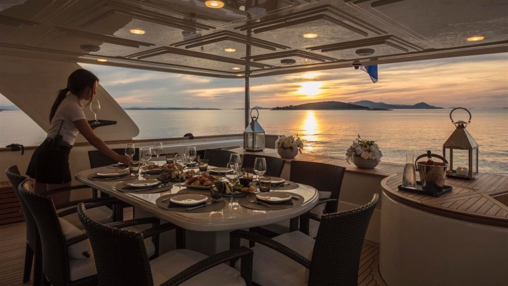 ena yacht charter exterior sunset