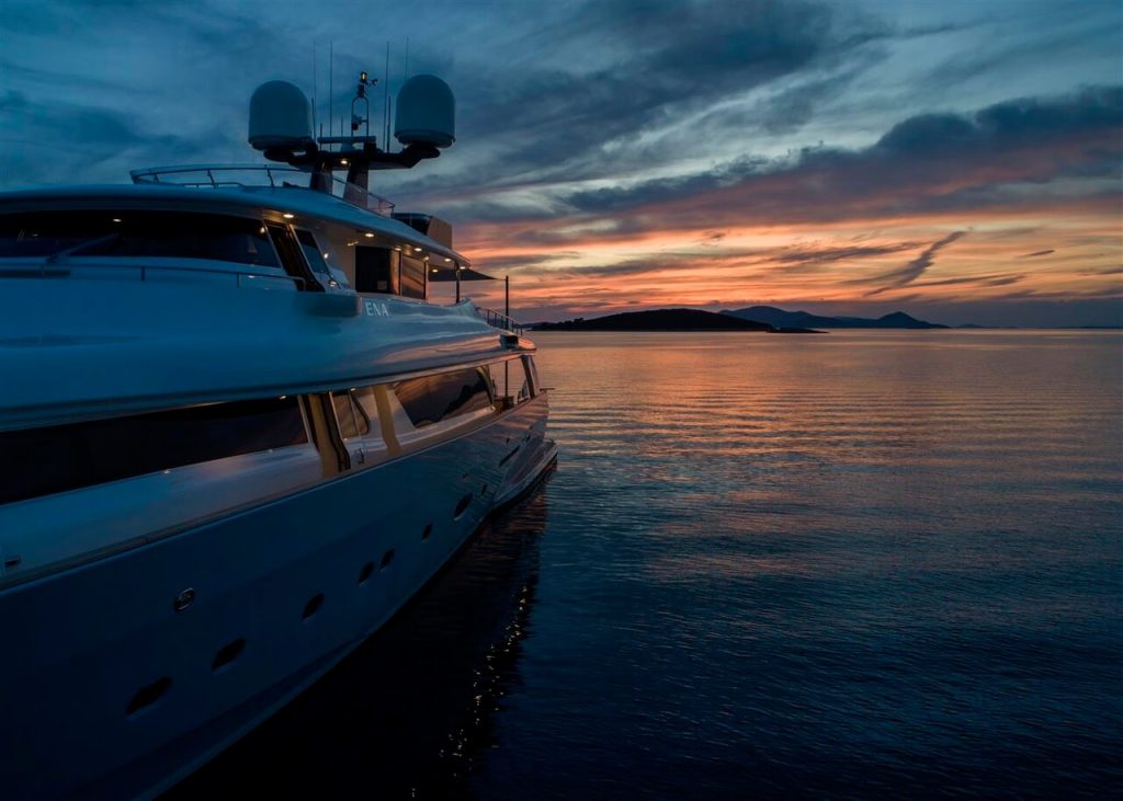 ena yacht charter sunset view